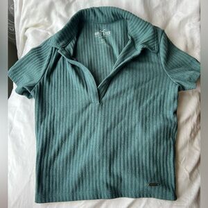 Hollister Collared Cropped Teal Baby Tee